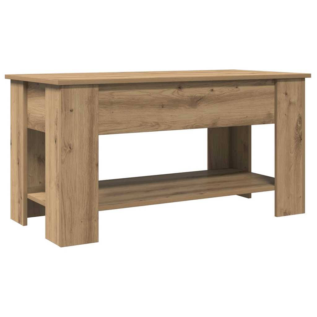 Salontafel 101x49x52 cm bewerkt hout artisanaal eikenkleur is nu te koop bij PeponiXL, paradijselijk wonen!