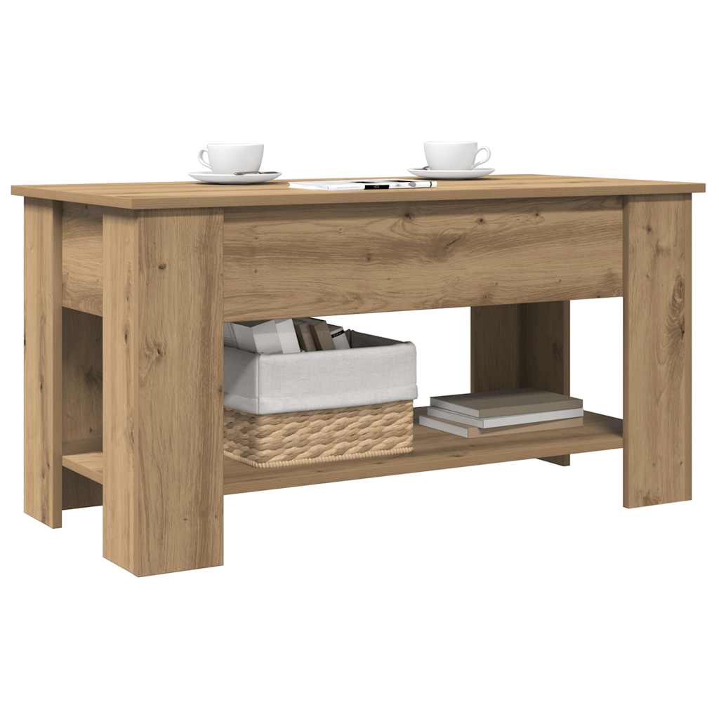 Salontafel 101x49x52 cm bewerkt hout artisanaal eikenkleur is nu te koop bij PeponiXL, paradijselijk wonen!