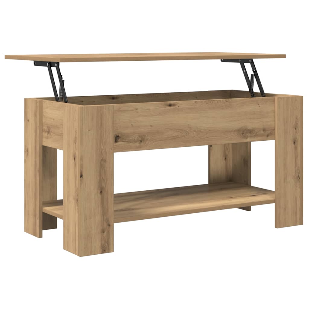Salontafel 101x49x52 cm bewerkt hout artisanaal eikenkleur is nu te koop bij PeponiXL, paradijselijk wonen!