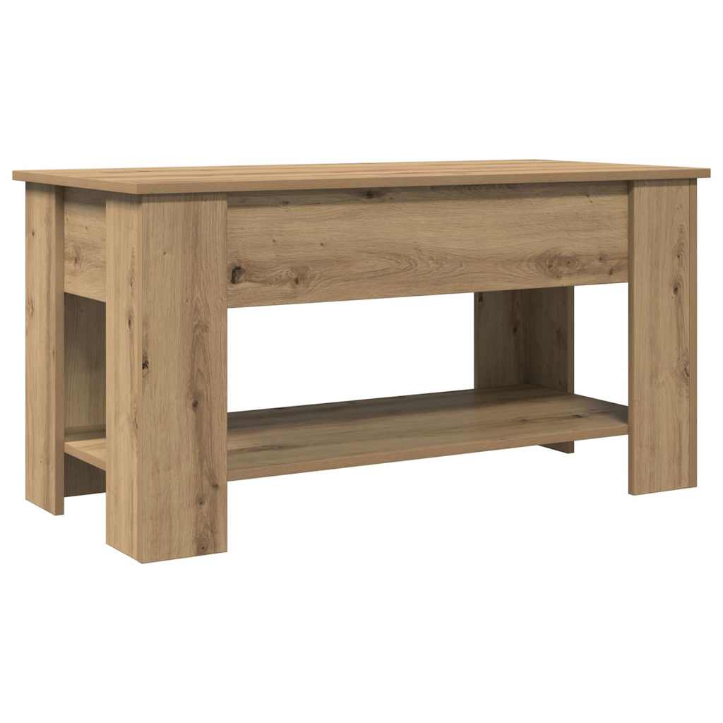 Salontafel 101x49x52 cm bewerkt hout artisanaal eikenkleur is nu te koop bij PeponiXL, paradijselijk wonen!