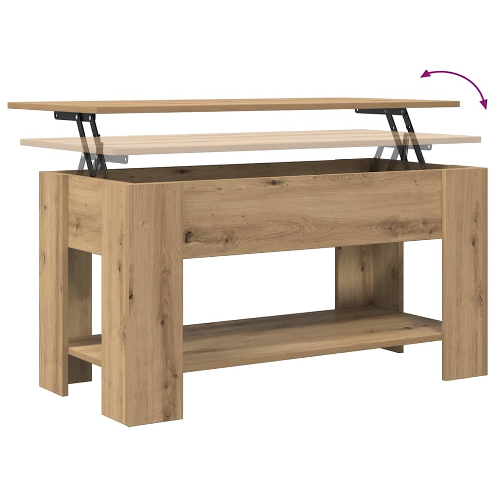Salontafel 101x49x52 cm bewerkt hout artisanaal eikenkleur is nu te koop bij PeponiXL, paradijselijk wonen!