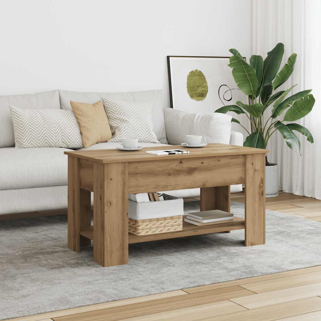Salontafel 101x49x52 cm bewerkt hout artisanaal eikenkleur is nu te koop bij PeponiXL, paradijselijk wonen!