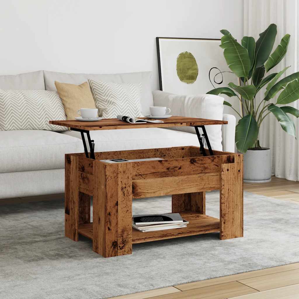 Salontafel 79x49x41 cm bewerkt hout oud houtkleurig is nu te koop bij PeponiXL, paradijselijk wonen!