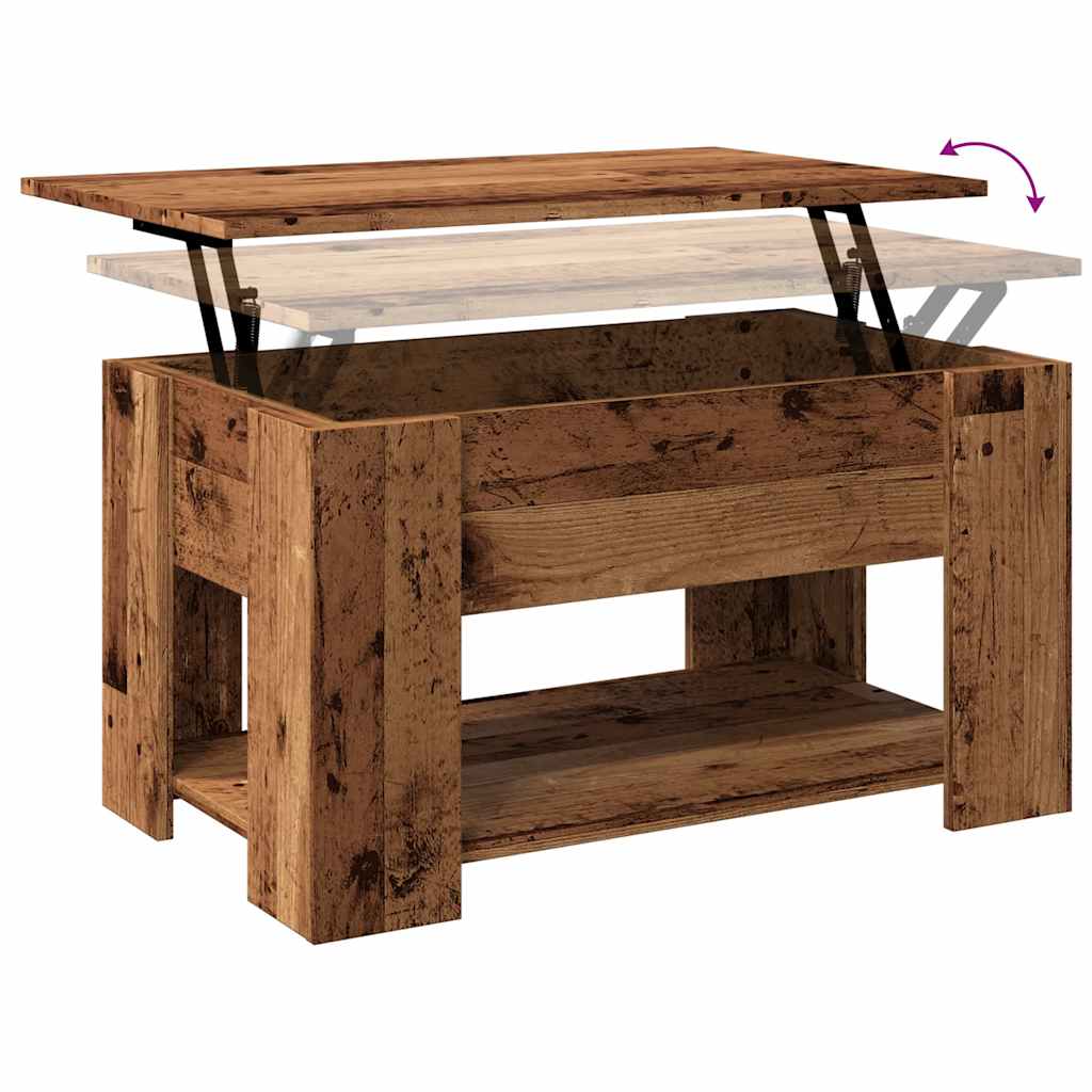 Salontafel 79x49x41 cm bewerkt hout oud houtkleurig is nu te koop bij PeponiXL, paradijselijk wonen!
