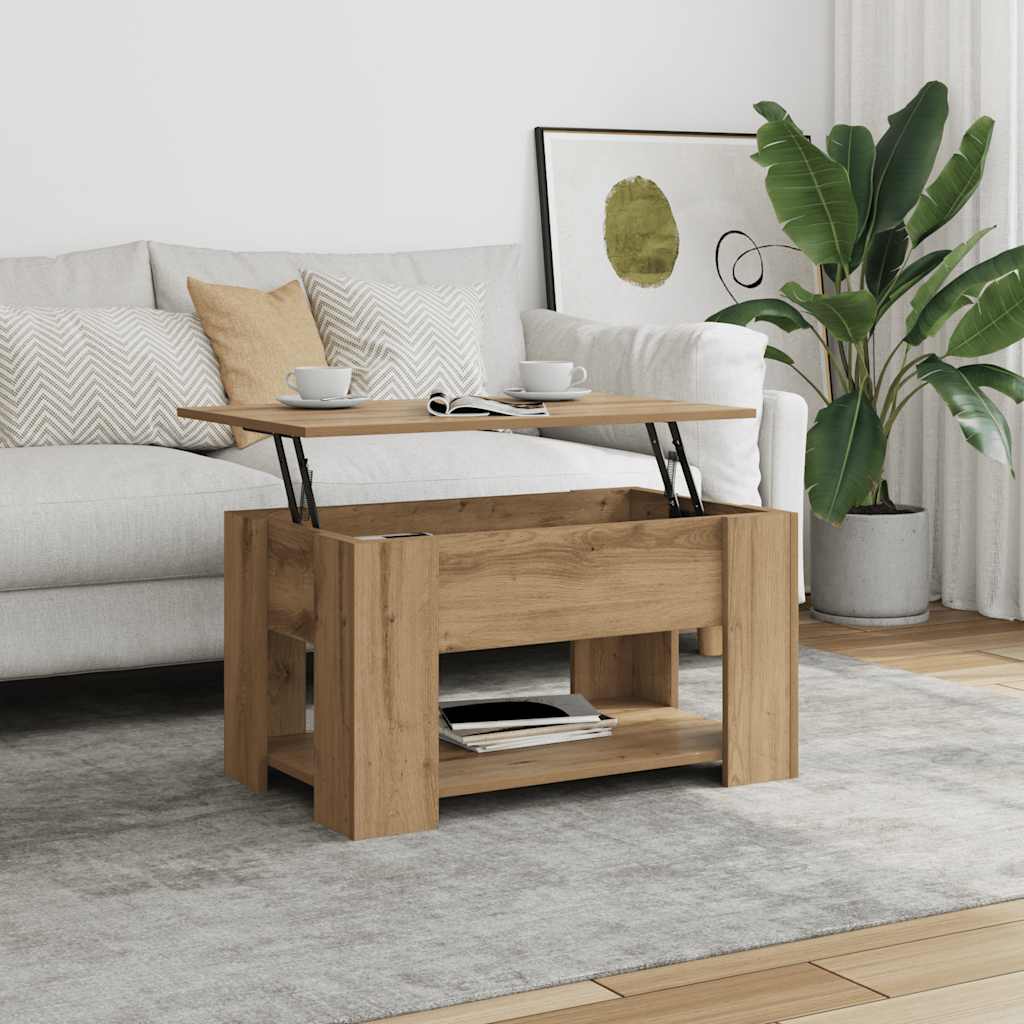 Salontafel 79x49x41 cm bewerkt hout artisanaal eikenkleur is nu te koop bij PeponiXL, paradijselijk wonen!