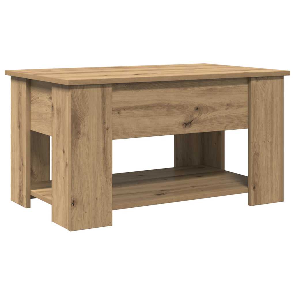 Salontafel 79x49x41 cm bewerkt hout artisanaal eikenkleur is nu te koop bij PeponiXL, paradijselijk wonen!