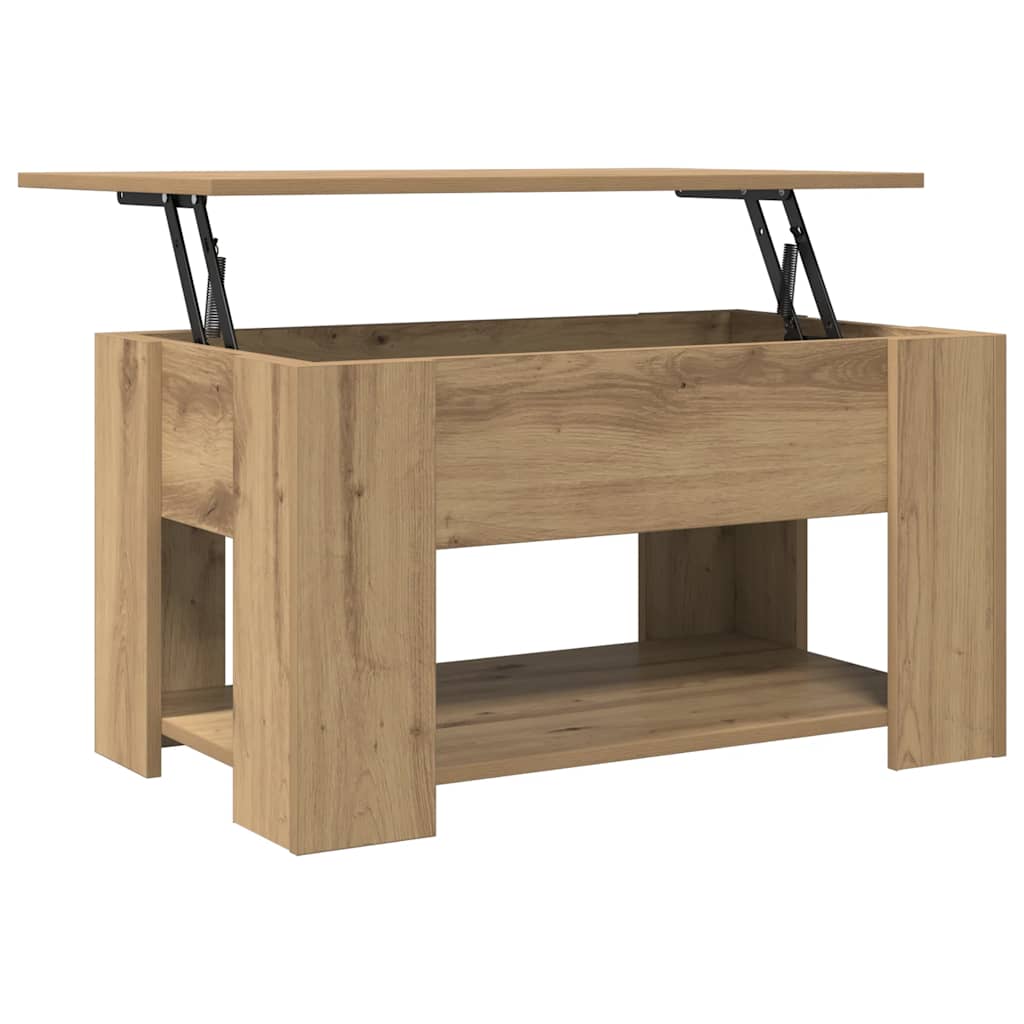 Salontafel 79x49x41 cm bewerkt hout artisanaal eikenkleur is nu te koop bij PeponiXL, paradijselijk wonen!