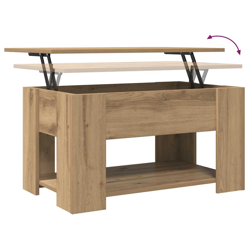 Salontafel 79x49x41 cm bewerkt hout artisanaal eikenkleur is nu te koop bij PeponiXL, paradijselijk wonen!