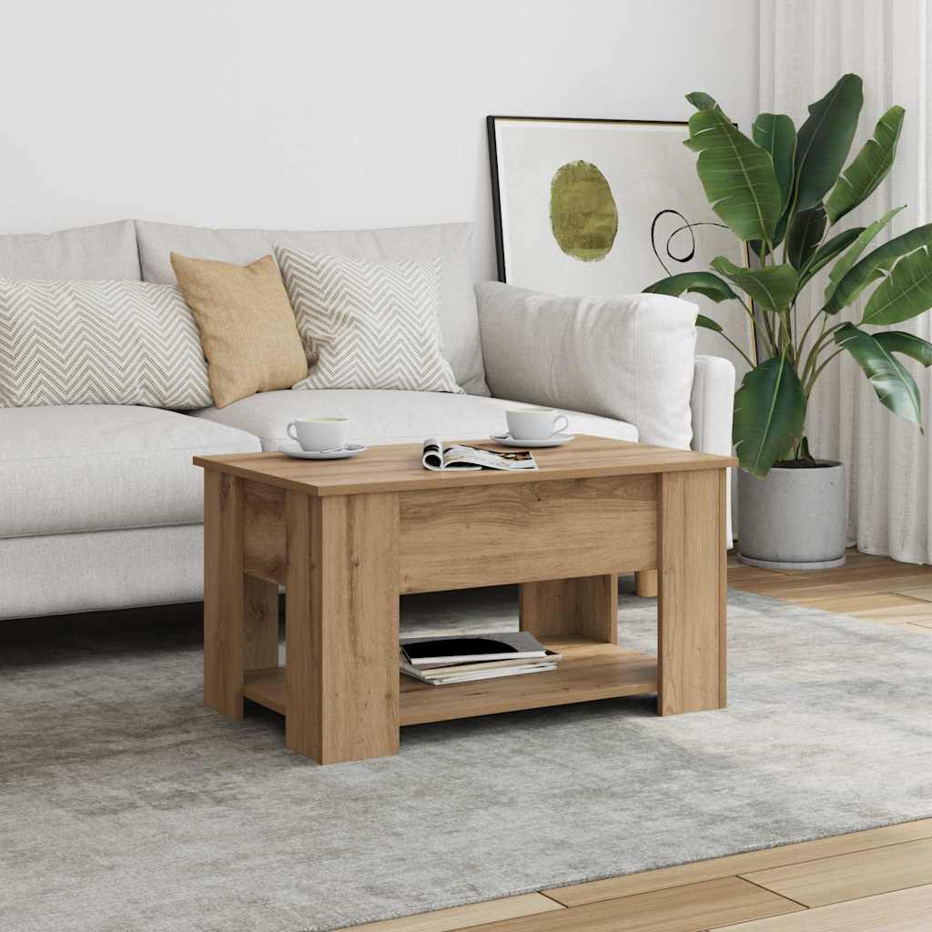 Salontafel 79x49x41 cm bewerkt hout artisanaal eikenkleur is nu te koop bij PeponiXL, paradijselijk wonen!