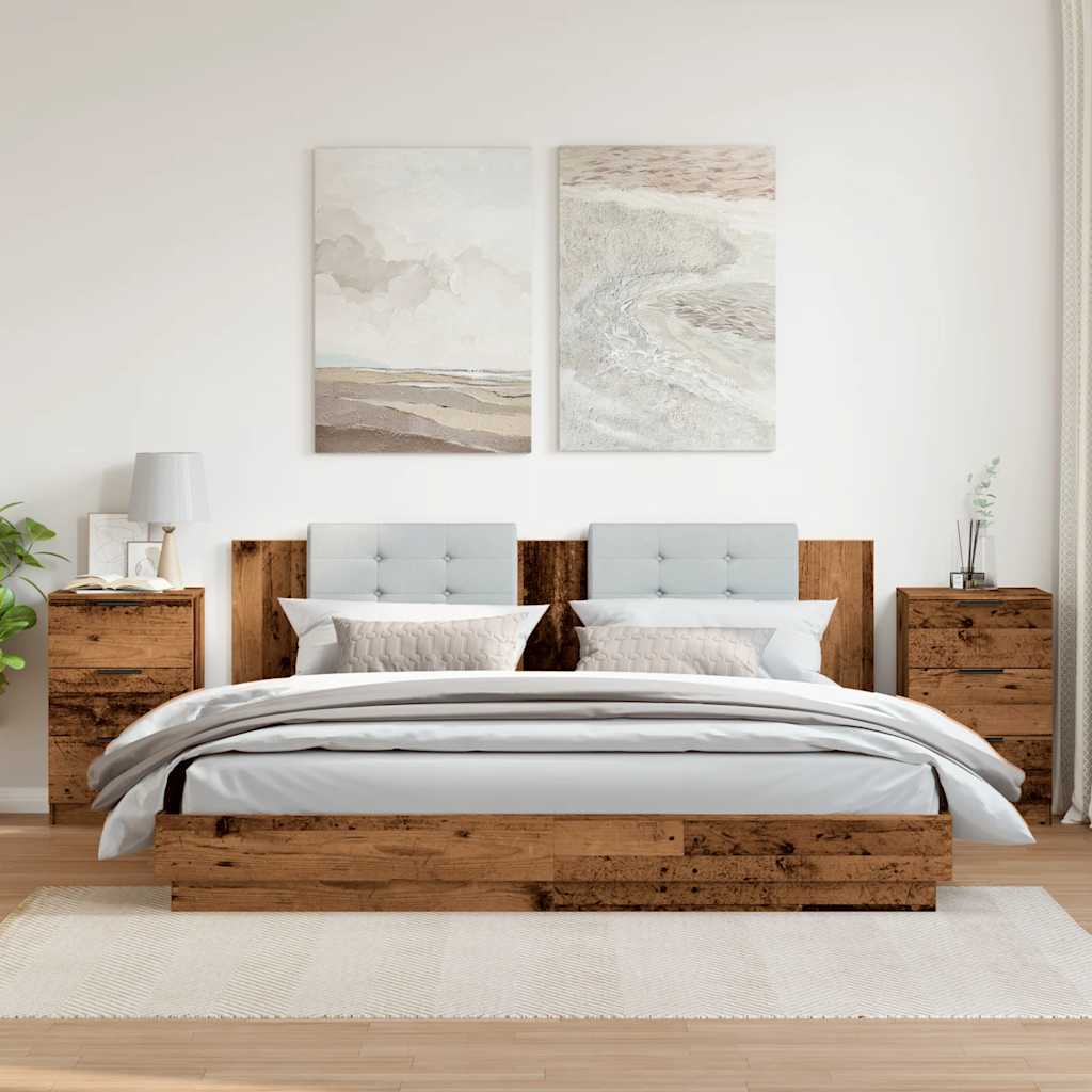 Nachtkastjes 2 st 40x36x65 cm bewerkt hout oud houtkleurig is nu te koop bij PeponiXL, paradijselijk wonen!