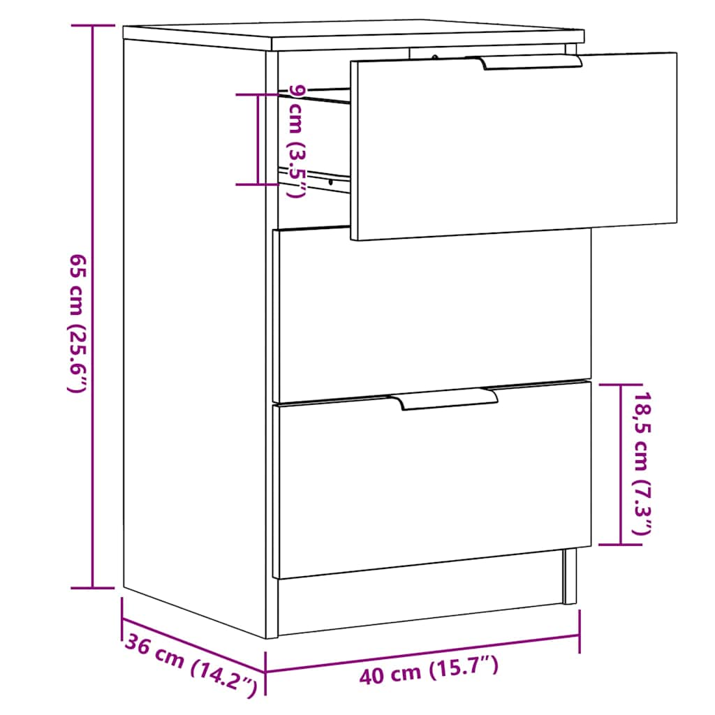 Nachtkastjes 2 st 40x36x65cm bewerkt hout artisanaal eikenkleur is nu te koop bij PeponiXL, paradijselijk wonen!