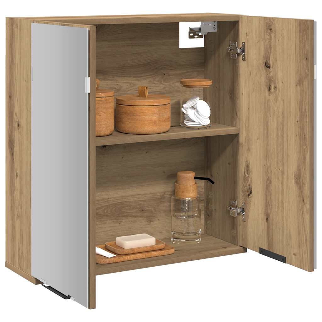 Badkamerspiegelkast 64x20x66,5 cm bewerkt hout artisanaal eiken is nu te koop bij PeponiXL, paradijselijk wonen!