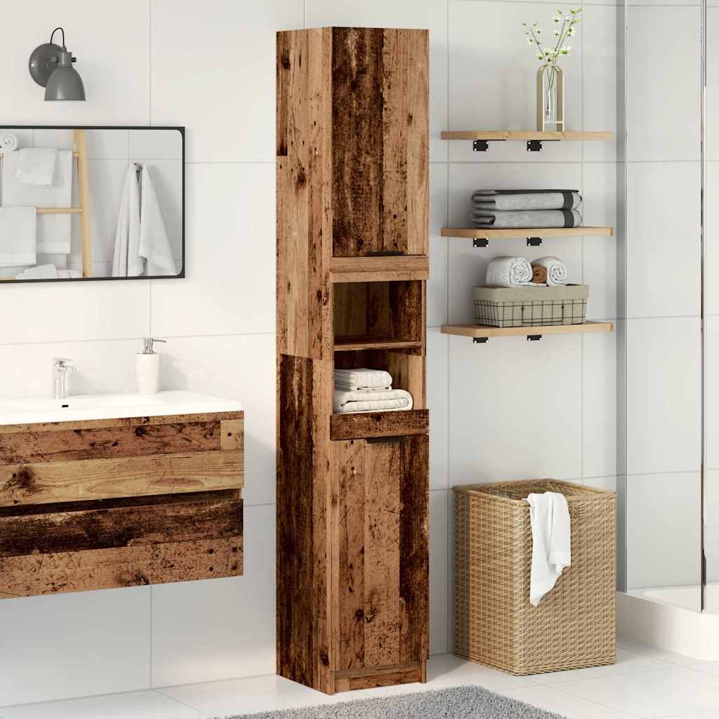 Badkamerkast 32x34x188,5 cm bewerkt hout oud houtkleurig is nu te koop bij PeponiXL, paradijselijk wonen!