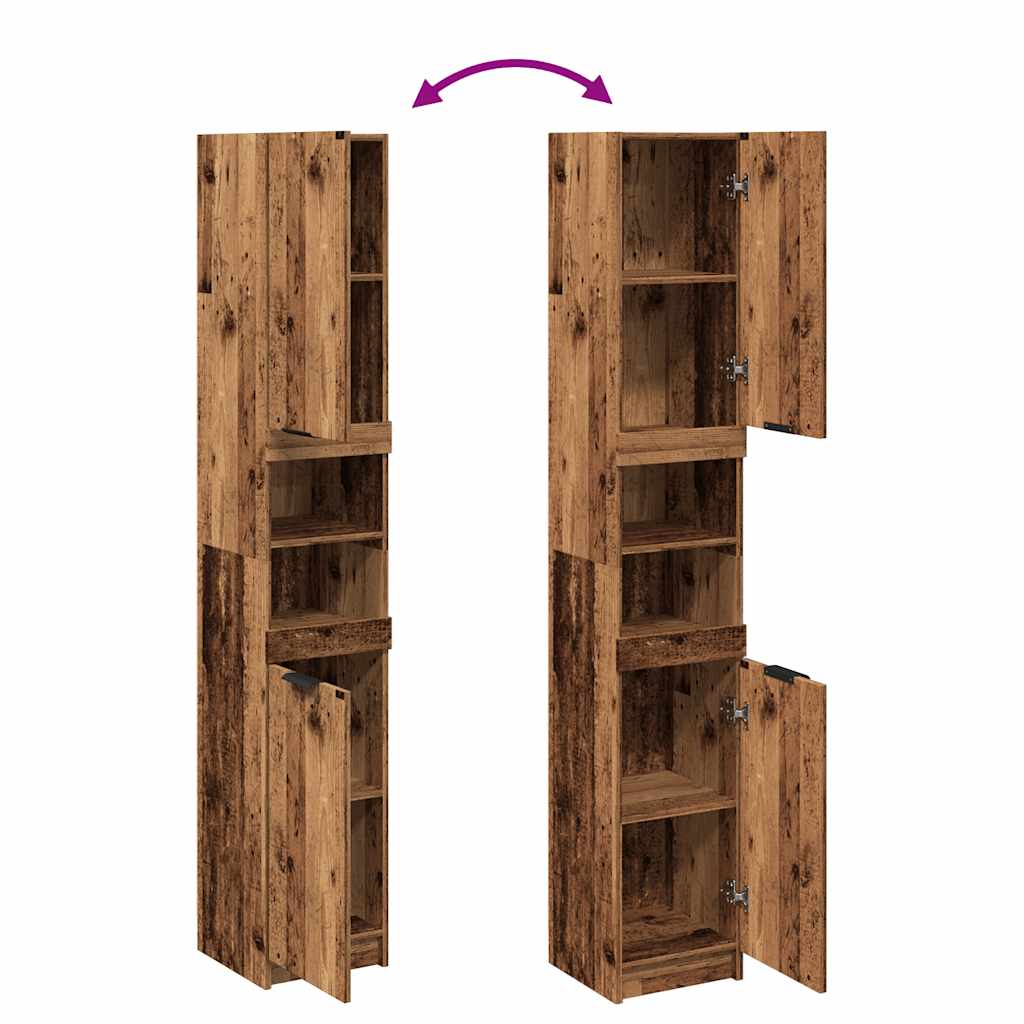 Badkamerkast 32x34x188,5 cm bewerkt hout oud houtkleurig is nu te koop bij PeponiXL, paradijselijk wonen!