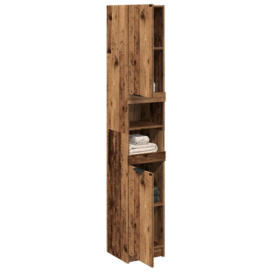 Badkamerkast 32x34x188,5 cm bewerkt hout oud houtkleurig is nu te koop bij PeponiXL, paradijselijk wonen!