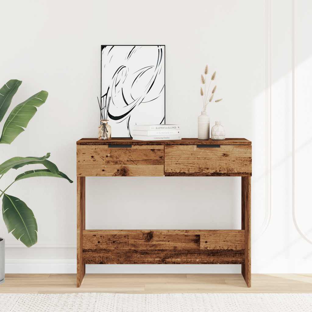 Wandtafel 90x36x75 cm bewerkt hout oud houtkleurig is nu te koop bij PeponiXL, paradijselijk wonen!