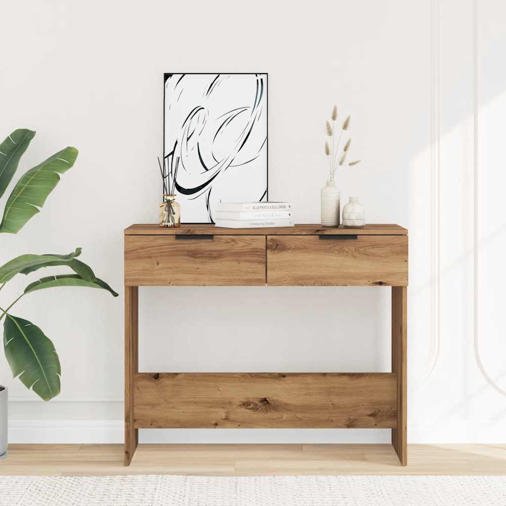 Wandtafel 90x36x75 cm bewerkt hout artisanaal eikenkleurig is nu te koop bij PeponiXL, paradijselijk wonen!