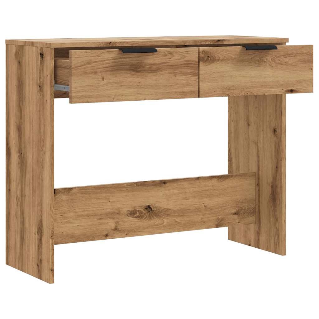 Wandtafel 90x36x75 cm bewerkt hout artisanaal eikenkleurig is nu te koop bij PeponiXL, paradijselijk wonen!