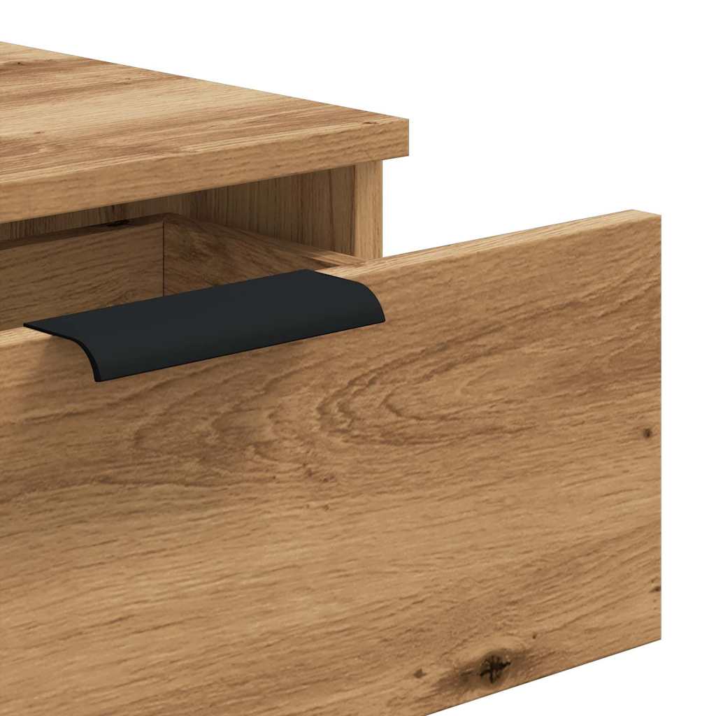 Wandtafel 90x36x75 cm bewerkt hout artisanaal eikenkleurig is nu te koop bij PeponiXL, paradijselijk wonen!