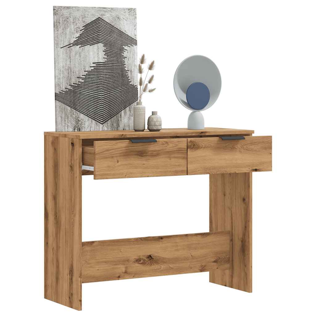 Wandtafel 90x36x75 cm bewerkt hout artisanaal eikenkleurig is nu te koop bij PeponiXL, paradijselijk wonen!