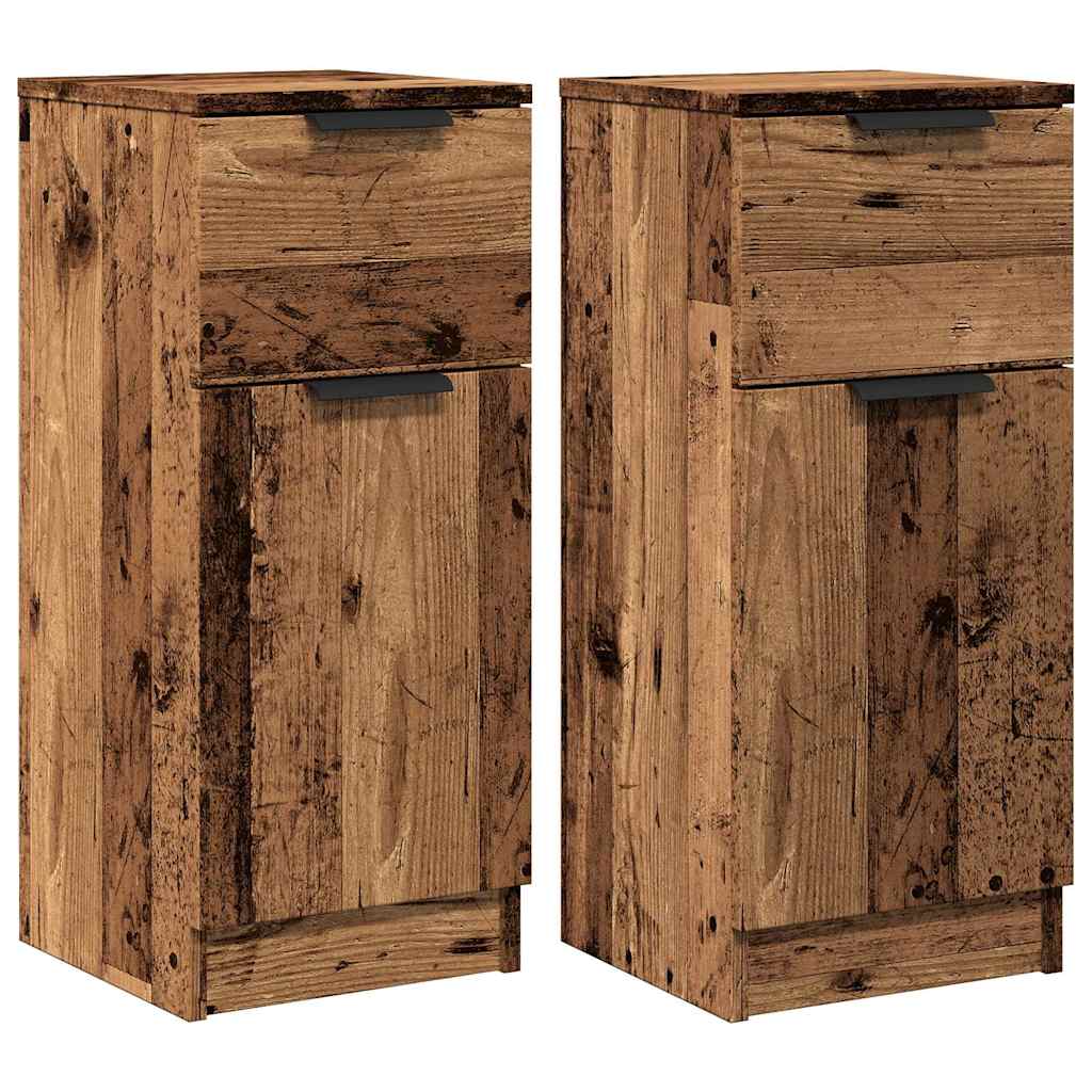 Dressoirs 2 st 30x30x70 cm bewerkt hout oud houtkleurig is nu te koop bij PeponiXL, paradijselijk wonen!