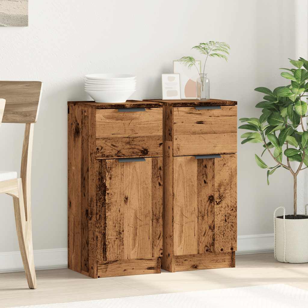 Dressoirs 2 st 30x30x70 cm bewerkt hout oud houtkleurig is nu te koop bij PeponiXL, paradijselijk wonen!