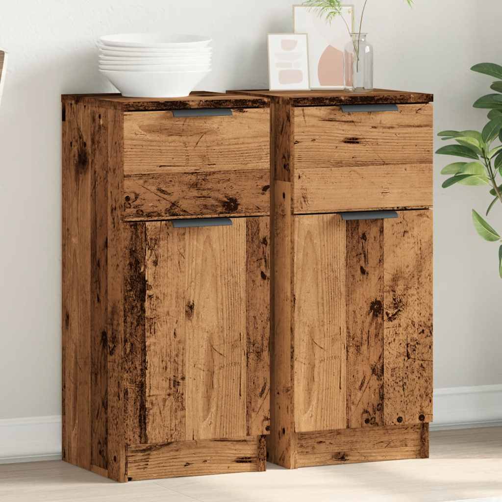 Dressoirs 2 st 30x30x70 cm bewerkt hout oud houtkleurig is nu te koop bij PeponiXL, paradijselijk wonen!