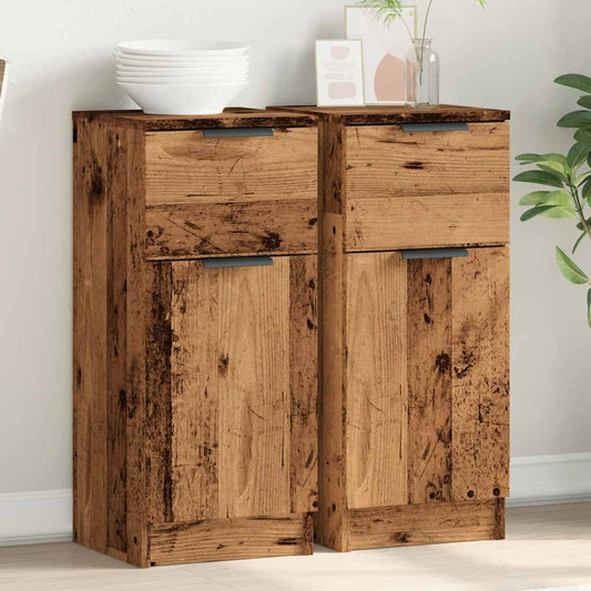 Dressoirs 2 st 30x30x70 cm bewerkt hout oud houtkleurig is nu te koop bij PeponiXL, paradijselijk wonen!