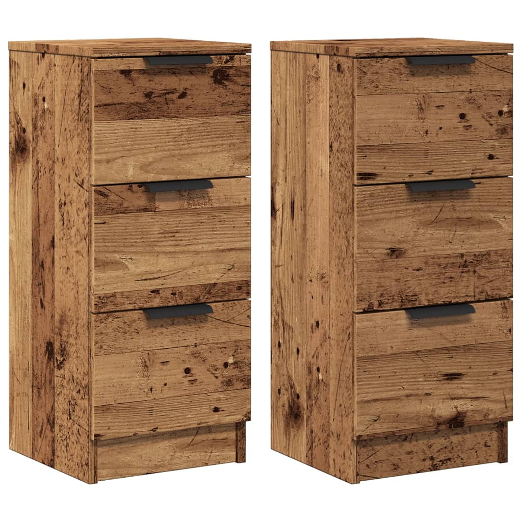 Dressoirs 2 st 30x30x70 cm bewerkt hout oud houtkleurig is nu te koop bij PeponiXL, paradijselijk wonen!