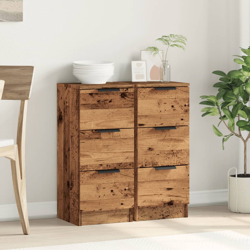Dressoirs 2 st 30x30x70 cm bewerkt hout oud houtkleurig is nu te koop bij PeponiXL, paradijselijk wonen!