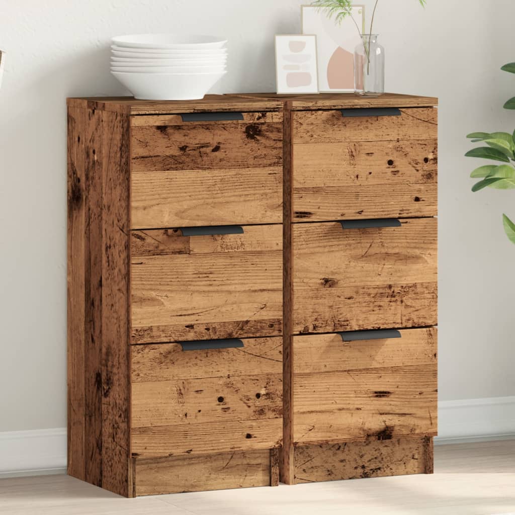 Dressoirs 2 st 30x30x70 cm bewerkt hout oud houtkleurig is nu te koop bij PeponiXL, paradijselijk wonen!