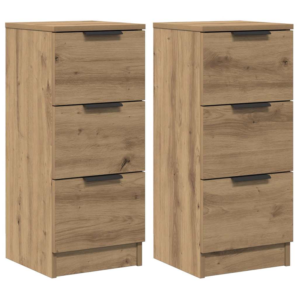 Dressoirs 2 st 30x30x70 cm bewerkt hout artisanaal eikenkleur is nu te koop bij PeponiXL, paradijselijk wonen!