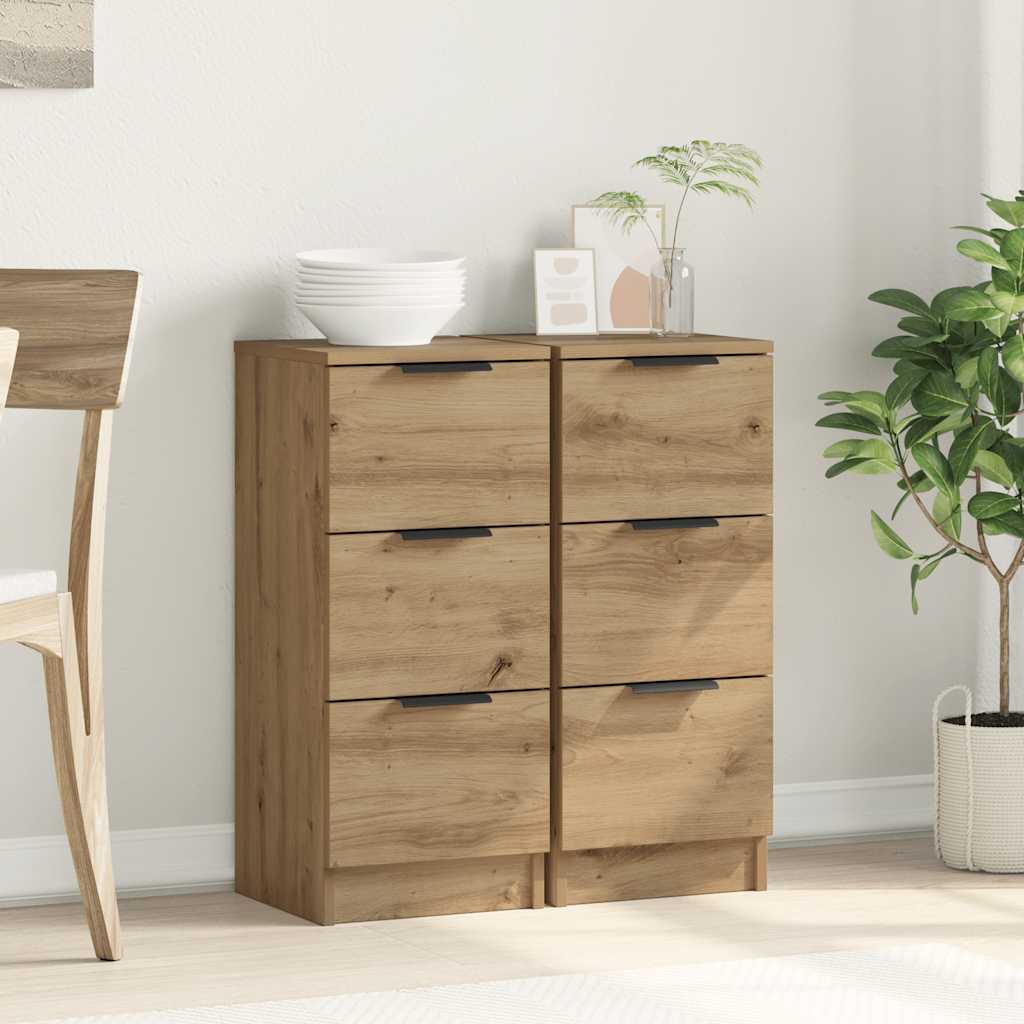 Dressoirs 2 st 30x30x70 cm bewerkt hout artisanaal eikenkleur is nu te koop bij PeponiXL, paradijselijk wonen!
