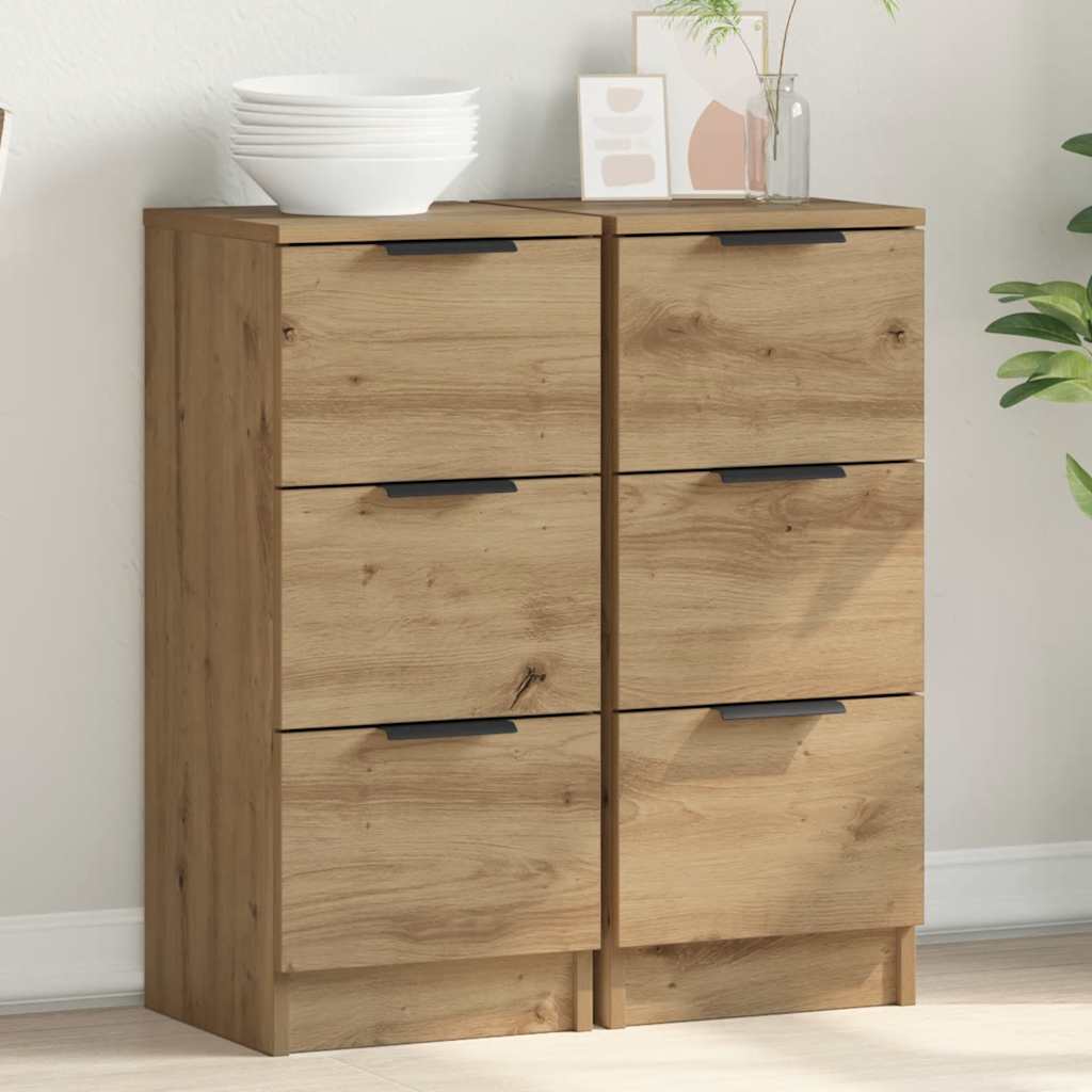 Dressoirs 2 st 30x30x70 cm bewerkt hout artisanaal eikenkleur is nu te koop bij PeponiXL, paradijselijk wonen!