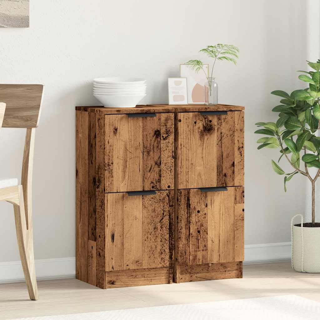 Dressoirs 2 st 30x30x70 cm bewerkt hout oud houtkleurig is nu te koop bij PeponiXL, paradijselijk wonen!