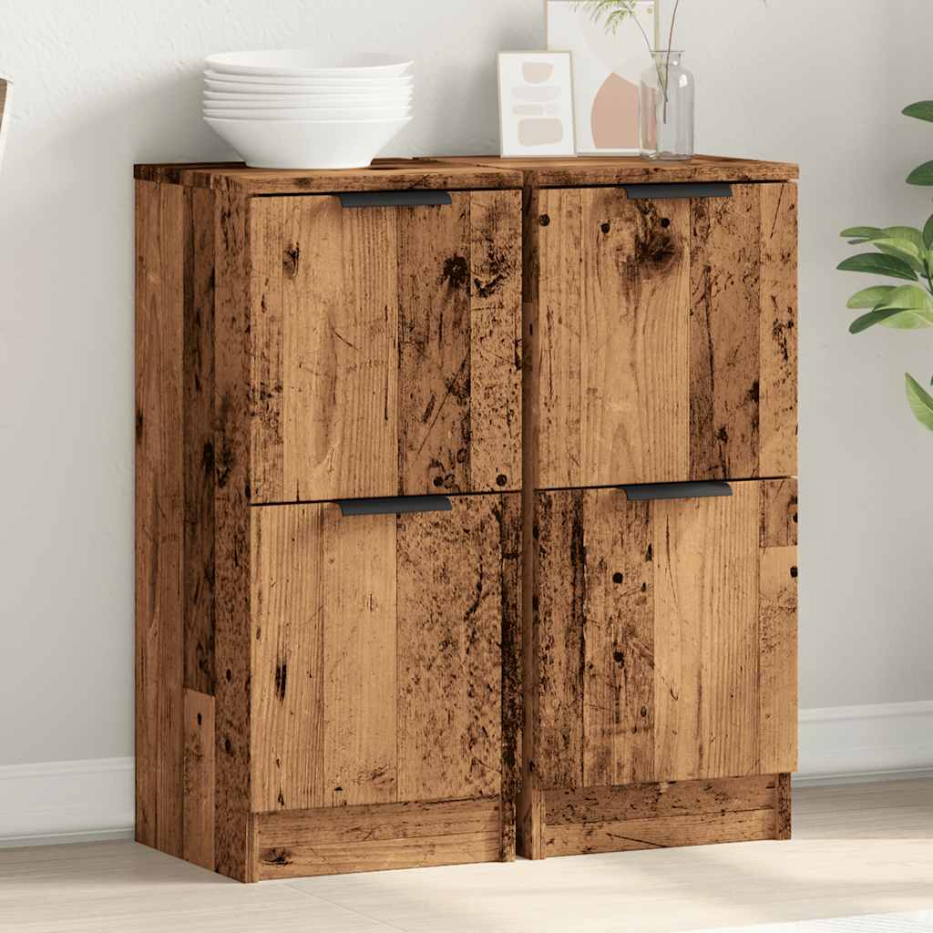 Dressoirs 2 st 30x30x70 cm bewerkt hout oud houtkleurig is nu te koop bij PeponiXL, paradijselijk wonen!
