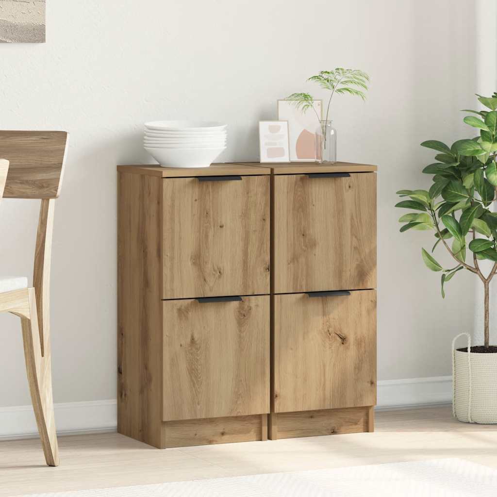 Dressoirs 2 st 30x30x70 cm bewerkt hout artisanaal eikenkleur is nu te koop bij PeponiXL, paradijselijk wonen!