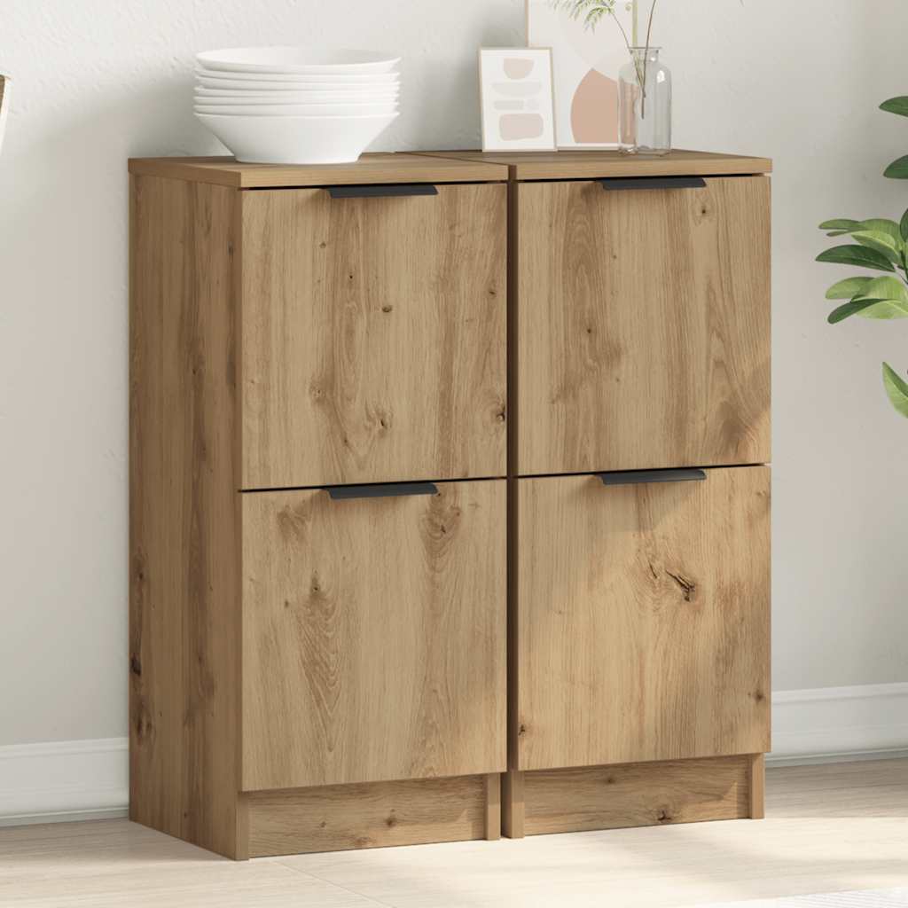 Dressoirs 2 st 30x30x70 cm bewerkt hout artisanaal eikenkleur is nu te koop bij PeponiXL, paradijselijk wonen!