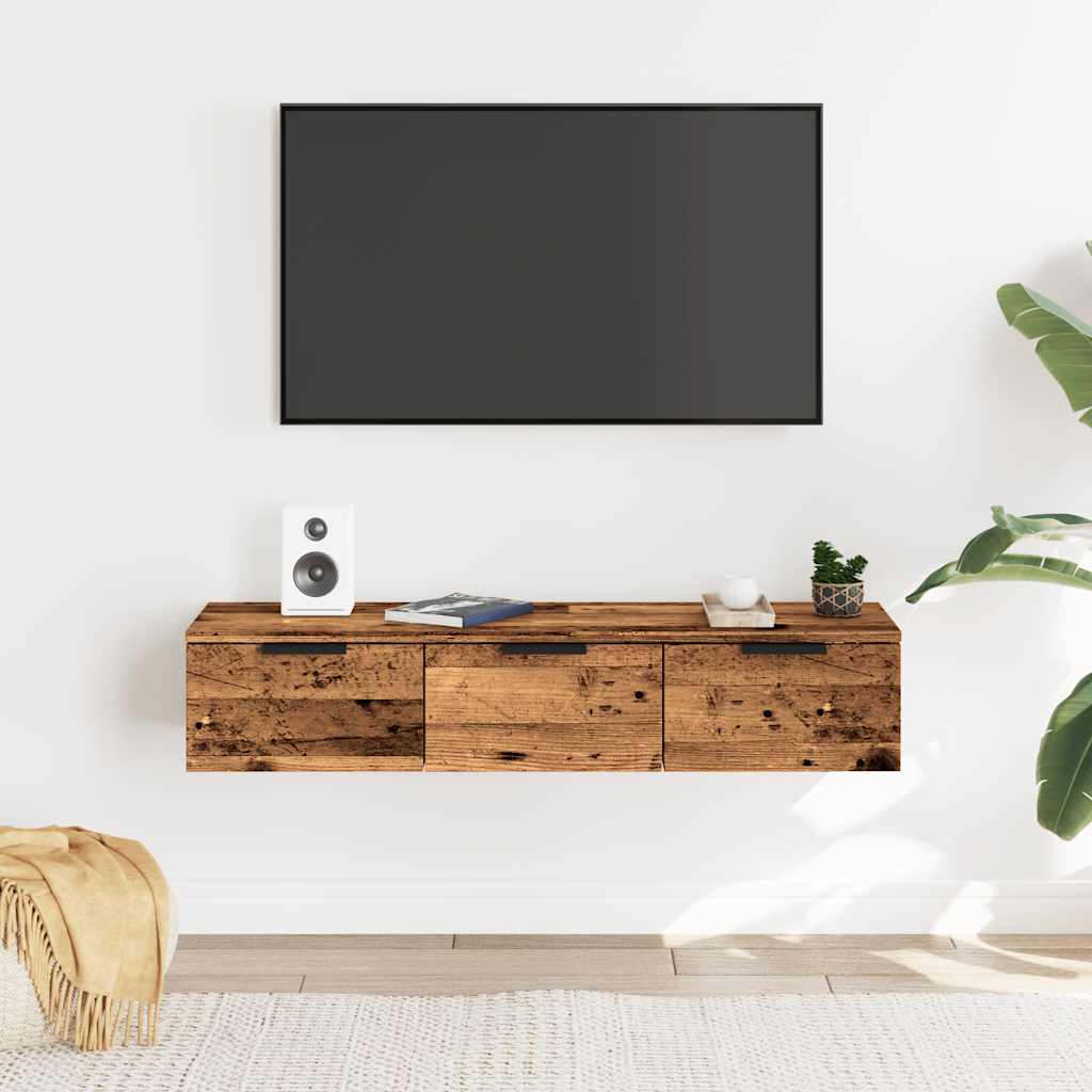Wandkast 102x30x20 cm bewerkt hout oud houtkleurig is nu te koop bij PeponiXL, paradijselijk wonen!