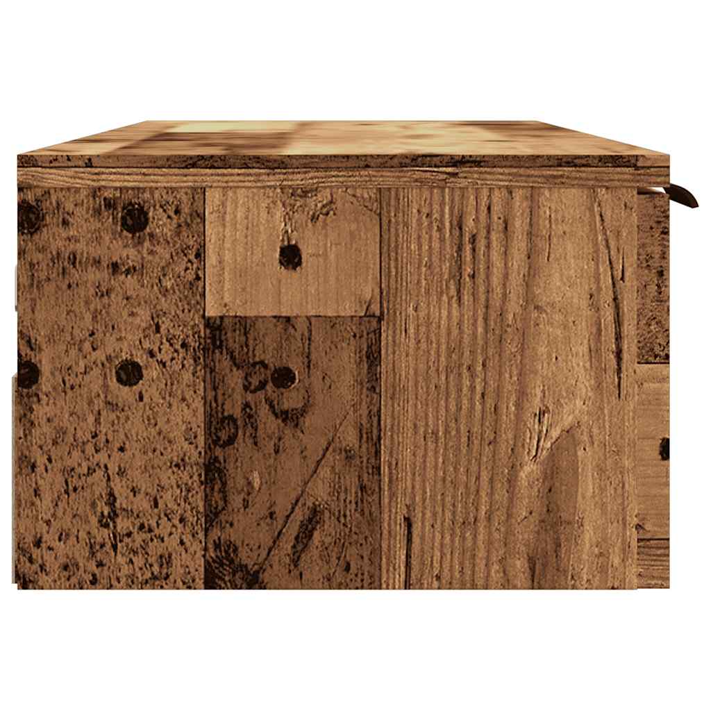 Wandkast 102x30x20 cm bewerkt hout oud houtkleurig is nu te koop bij PeponiXL, paradijselijk wonen!