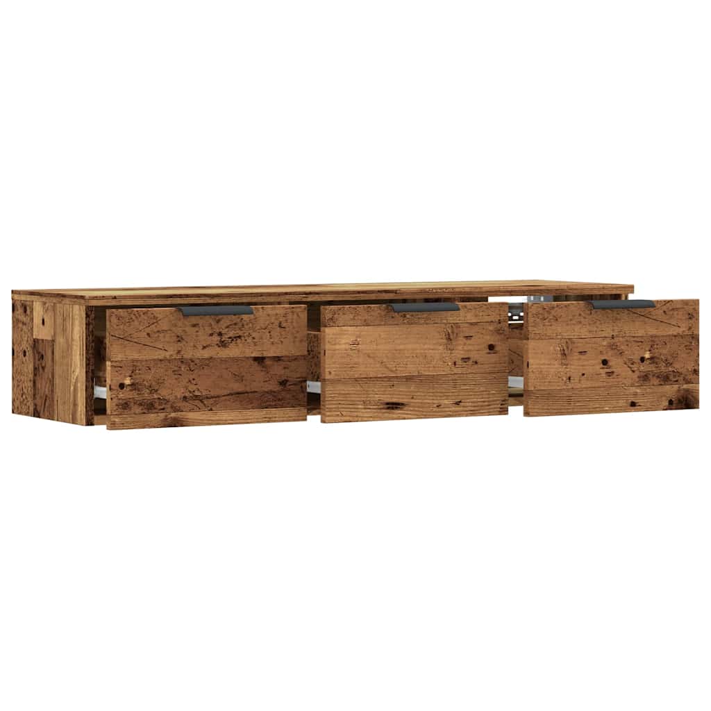 Wandkast 102x30x20 cm bewerkt hout oud houtkleurig is nu te koop bij PeponiXL, paradijselijk wonen!