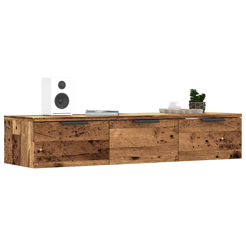 Wandkast 102x30x20 cm bewerkt hout oud houtkleurig is nu te koop bij PeponiXL, paradijselijk wonen!