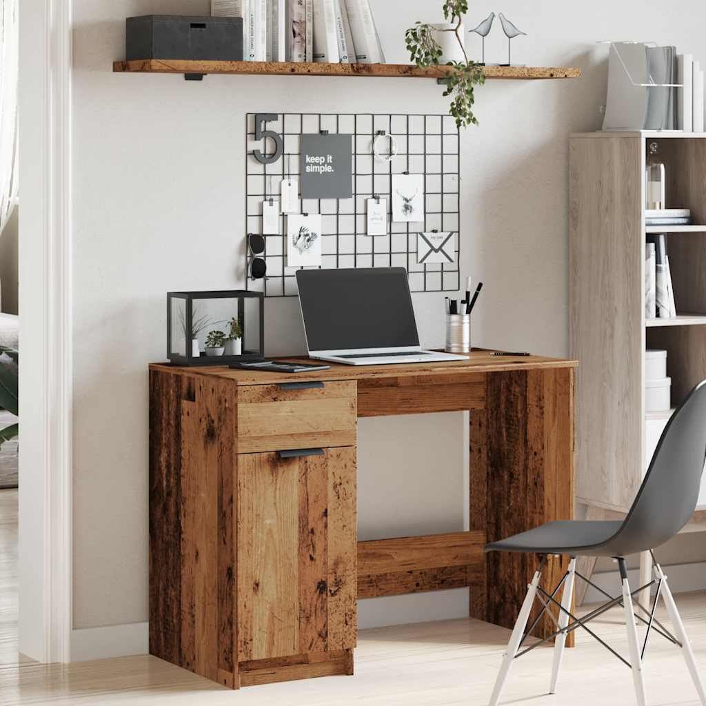 Bureau 100x50x75 cm bewerkt hout oud houtkleurig is nu te koop bij PeponiXL, paradijselijk wonen!