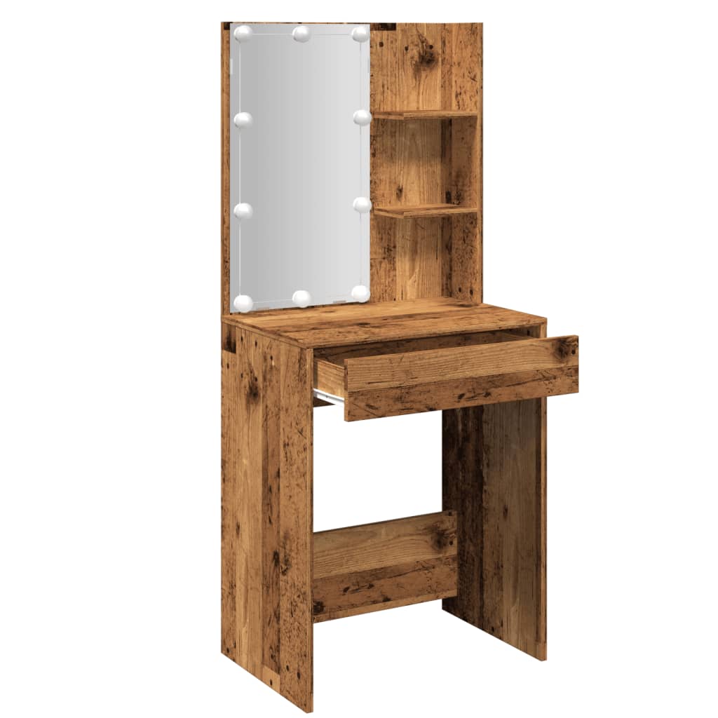 Kaptafel met LED-verlichting 60x40x140 cm oud houtkleurig is nu te koop bij PeponiXL, paradijselijk wonen!