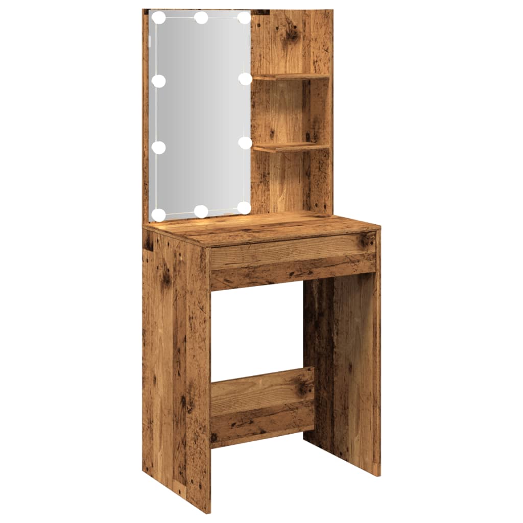 Kaptafel met LED-verlichting 60x40x140 cm oud houtkleurig is nu te koop bij PeponiXL, paradijselijk wonen!