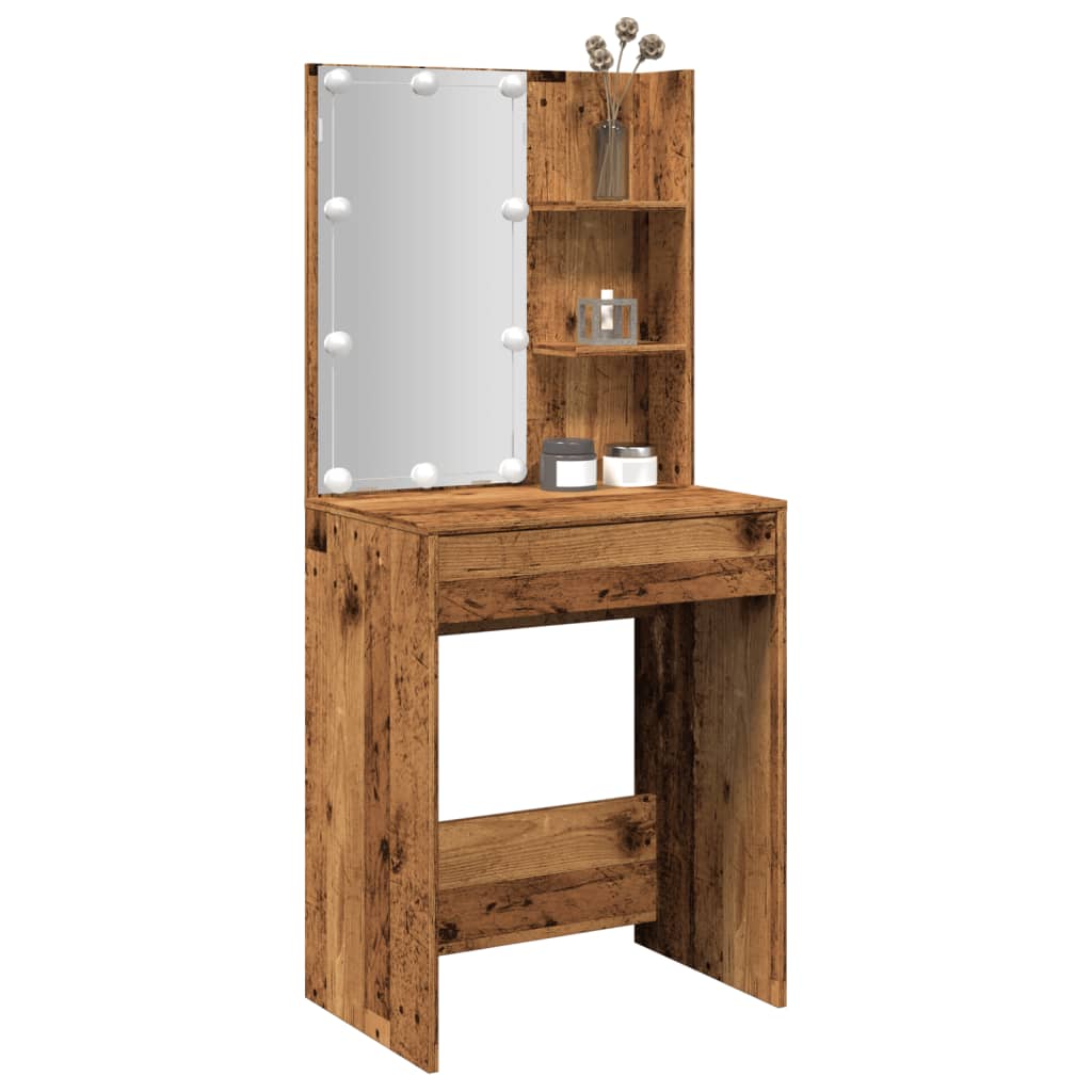 Kaptafel met LED-verlichting 60x40x140 cm oud houtkleurig is nu te koop bij PeponiXL, paradijselijk wonen!