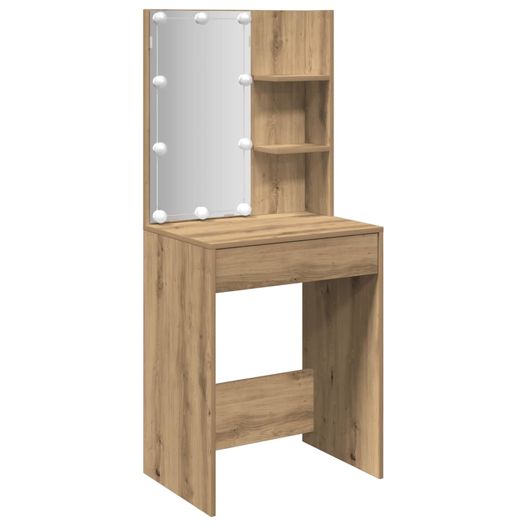 Kaptafel met LED-verlichting 60x40x140 cm artisanaal eikenkleur is nu te koop bij PeponiXL, paradijselijk wonen!