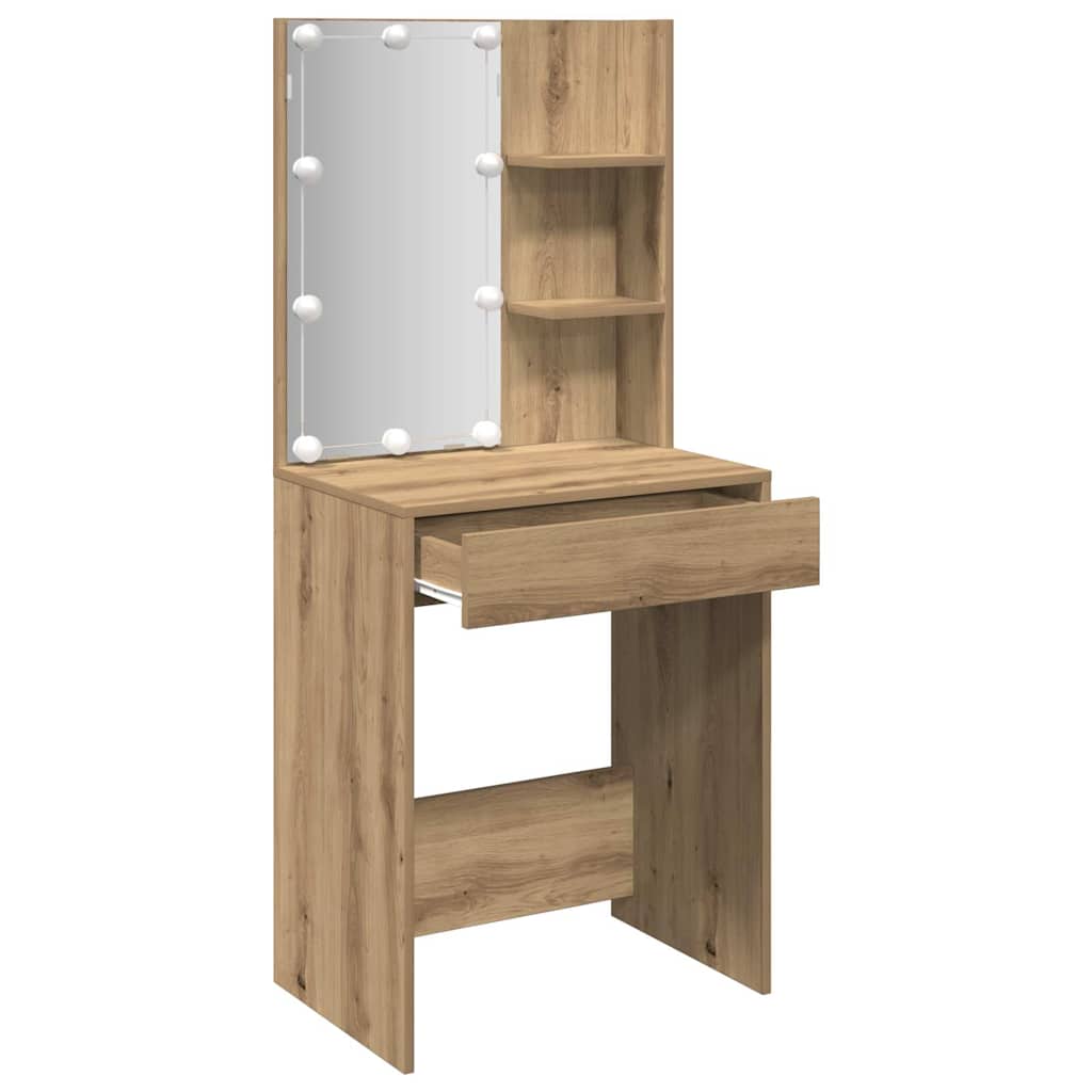 Kaptafel met LED-verlichting 60x40x140 cm artisanaal eikenkleur is nu te koop bij PeponiXL, paradijselijk wonen!