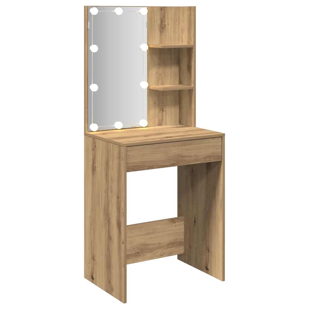 Kaptafel met LED-verlichting 60x40x140 cm artisanaal eikenkleur is nu te koop bij PeponiXL, paradijselijk wonen!