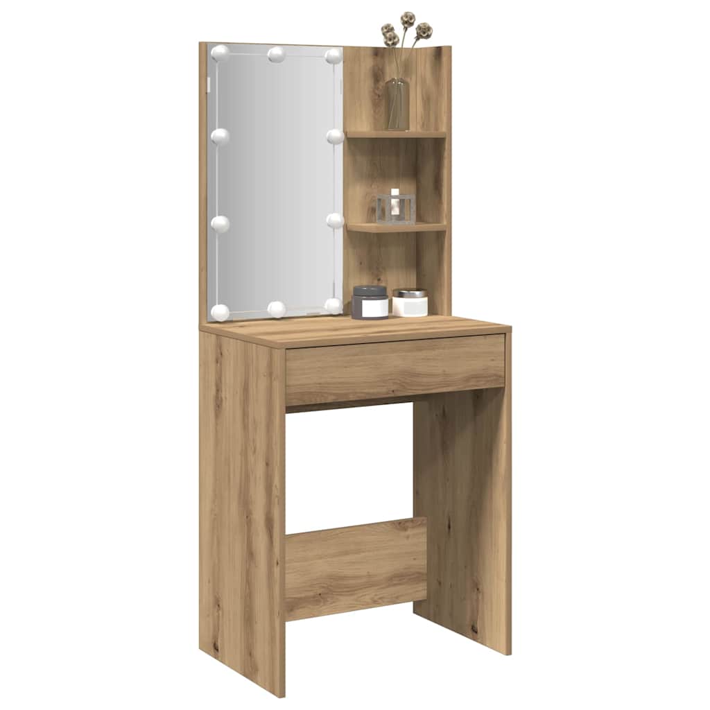 Kaptafel met LED-verlichting 60x40x140 cm artisanaal eikenkleur is nu te koop bij PeponiXL, paradijselijk wonen!
